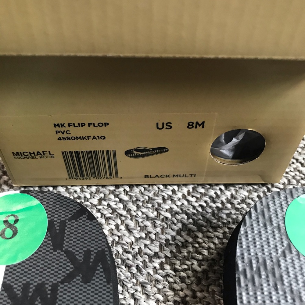 BRAND NEW MICHAEL KORS BLACK MULTI FLIP FLOPS. - Picture 8 of 8